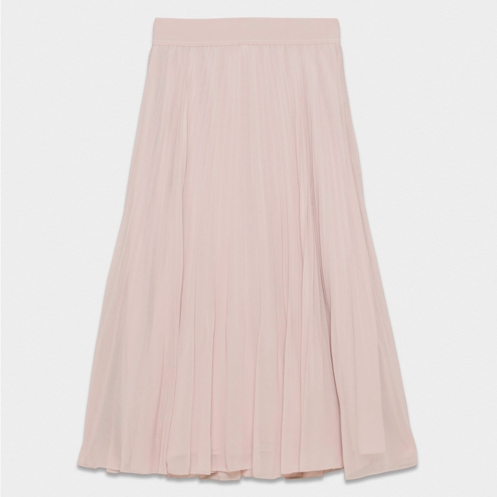 Aritzia Wilfred pleated chafon midi skirt - bow pink (XS)